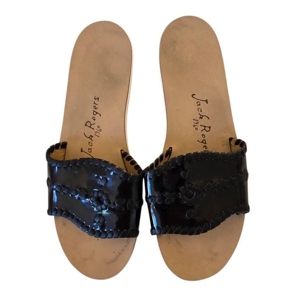 Jack Rodgers Womens Sanibel Slide Flat Black Sandal Size 7.5